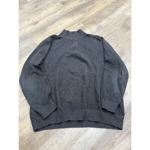 Lands' End Bedford Rib 1/4 Zip Sweater Mens XL 46 48 Gray Long Sleeve Pullover *
